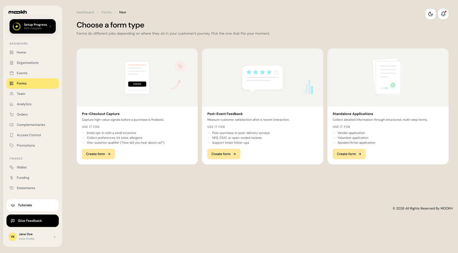 MOOKH custom registration form builder